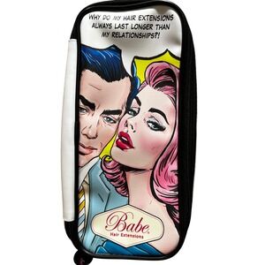 Babe Hair Extensions Pop Art Comic Travel Organizer Case Mint Polka Dot Zip Bag